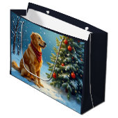 Golden Retriever Holiday Groot Cadeauzakje (Voorkant Gekanteld)