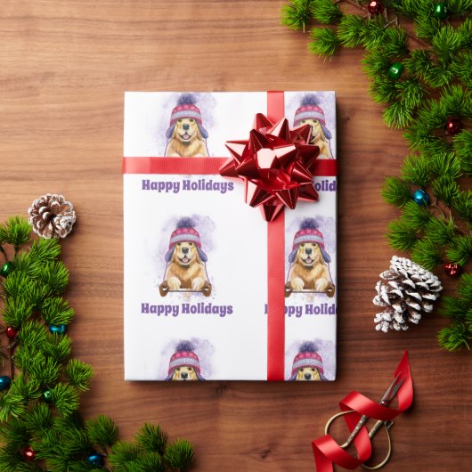 Golden Retriever Holiday Wrapping Paper Cadeaupapier (Feestdagen Geschenken)