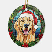 Golden Retriever Holly Berry krans Keramisch Ornament (Links)