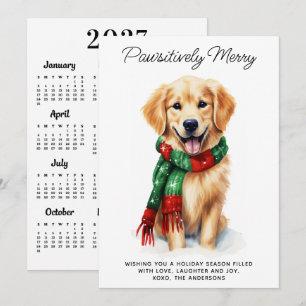Golden Retriever Hond 2027 Kalender Schattig Kerst Feestdagenkaart