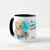 Golden Retriever Hond Blauw Bloemen Boeket Mok (Voorkant links)