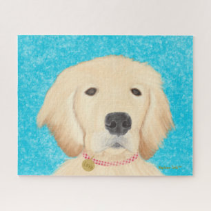 Golden Retriever Hond Blauw Water Legpuzzel