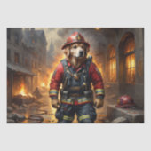 Golden Retriever Hond Brandweerman - Decoupage - Tissuepapier (Voorkant)
