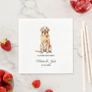 Golden Retriever Hond bruiloft servetten met foto