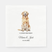 Golden Retriever Hond bruiloft servetten met foto (Voorkant)