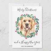 Golden Retriever Hond Elegant Vrolijk Kerstfeest Feestdagenkaart (Voorkant)