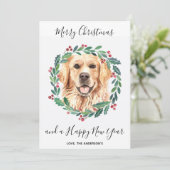 Golden Retriever Hond Elegant Vrolijk Kerstfeest Feestdagenkaart (Staand voorkant)