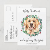 Golden Retriever Hond Elegant Vrolijk Kerstfeest Feestdagenkaart (Voorkant / Achterkant)