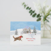 Golden Retriever Hond en Kerstsneeuw Feestdagenkaart (Staand voorkant)