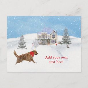 Golden Retriever Hond en Kerstsneeuw Feestdagenkaart