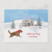 Golden Retriever Hond en Kerstsneeuw Feestdagenkaart (Voorkant)