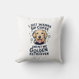 Golden Retriever Hond en Koffieliefhebbers Kussen
