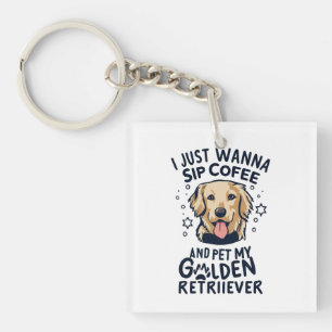 Golden Retriever Hond en Koffieliefhebbers Sleutelhanger