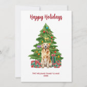 Golden Retriever Hond Familie Kerstmis Feestdagenkaart (Voorkant)