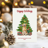 Golden Retriever Hond Familie Kerstmis Feestdagenkaart