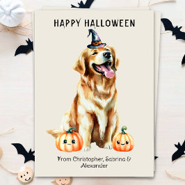 Golden Retriever Hond Gelukkig Halloween Feestdagenkaart