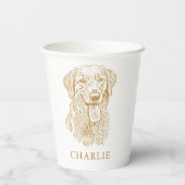 Golden Retriever Hond Gepersonaliseerde Hand Drawi Papieren Bekers (Achterkant)