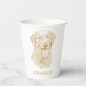 Golden Retriever Hond Gepersonaliseerde Hand Drawi Papieren Bekers (Voorkant)