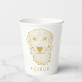 Golden Retriever Hond Gepersonaliseerde Hand Drawi Papieren Bekers (Achterkant)