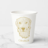 Golden Retriever Hond Gepersonaliseerde Hand Drawi Papieren Bekers (Voorkant)