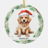 Golden Retriever Hond Gepersonaliseerde Huisdier V Keramisch Ornament (Voorkant)