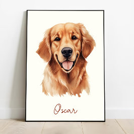 Golden Retriever Hond Gepersonaliseerde Pet Sketch Poster