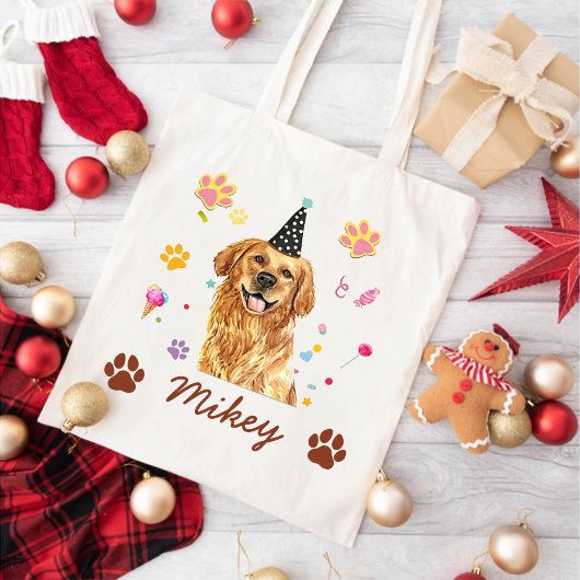 Golden Retriever Hond Gepersonaliseerde tekening Tote Bag