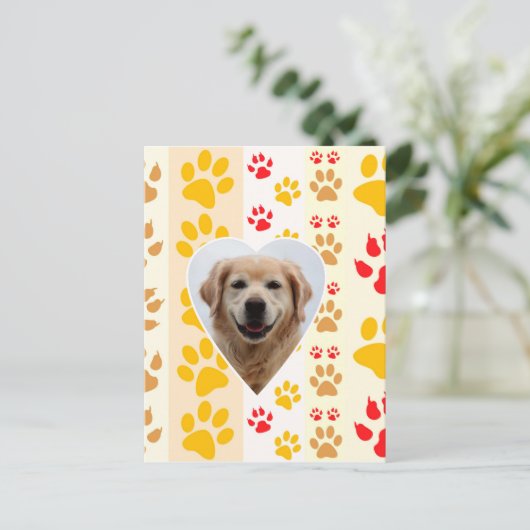 Golden Retriever Hond Hart Paws Print Briefkaart (Staand voorkant)