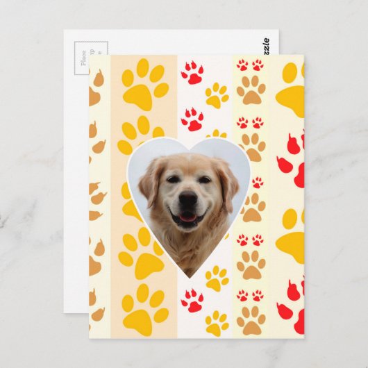 Golden Retriever Hond Hart Paws Print Briefkaart (Voorkant / Achterkant)