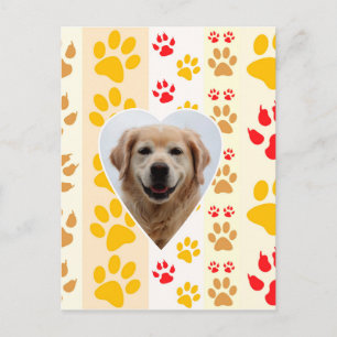 Golden Retriever Hond Hart Paws Print Briefkaart