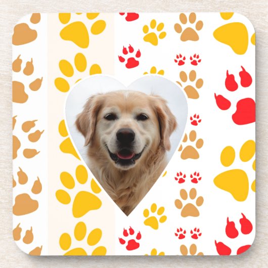 Golden Retriever Hond Hart Paws Print Drankjes Onderzetter (Voorkant)