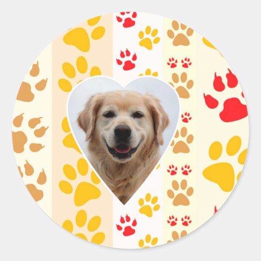 Golden Retriever Hond Hart Paws Print Ronde Sticker (Voorkant)