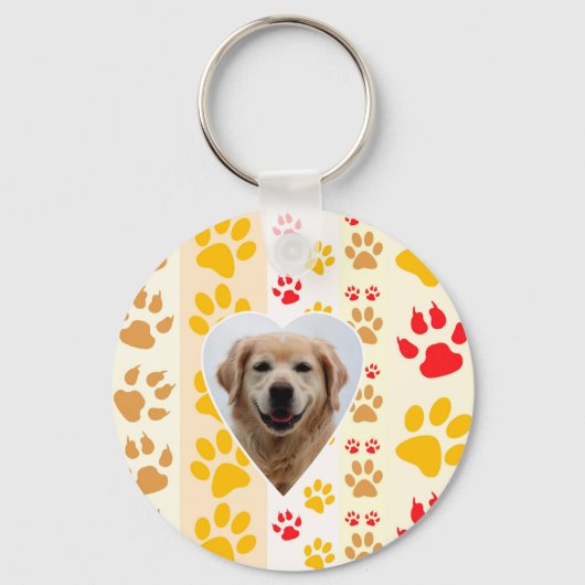 Golden Retriever Hond Hart Paws Print Sleutelhanger (Voorkant)