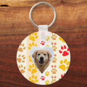 Golden Retriever Hond Hart Paws Print Sleutelhanger (Voorkant)