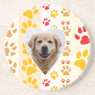 Golden Retriever Hond Hart Paws Print Zandsteen Onderzetter
