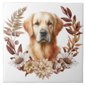Golden Retriever Hond Herfst krans Tegeltje (Voorkant)