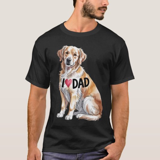 Golden Retriever Hond Ik hou van papa T-shirt (Voorkant)