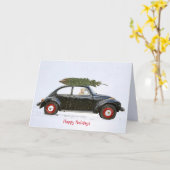 Golden Retriever hond in oude auto met vakantieboo Kaart (Gele Bloem)