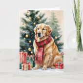 Golden Retriever Hond Kerstgroet Kaart (Voorkant)