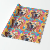 Golden Retriever hond kleurrijk Cadeaupapier (Uitgerold)