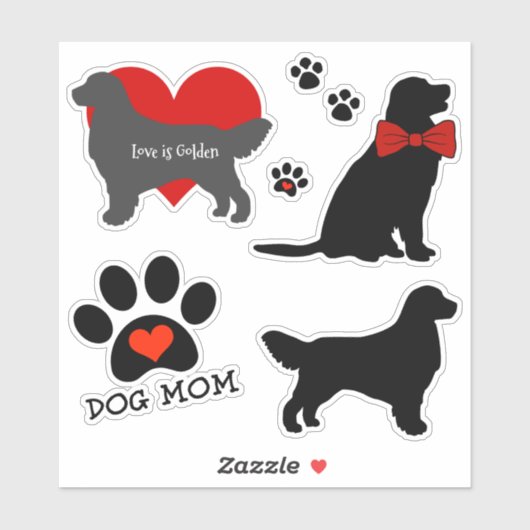 Golden Retriever Hond Mam Silhouette Groep Sticker (Vel)