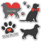Golden Retriever Hond Mam Silhouette Groep Sticker (Voorkant)