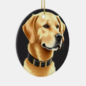 Golden Retriever hond met een leren halsband Keramisch Ornament (Rechts)