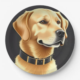 Golden Retriever hond met een leren halsband Papieren Bordje