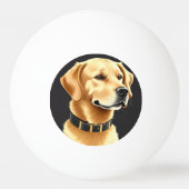 Golden Retriever hond met een leren halsband Pingpongbal (Achterkant)