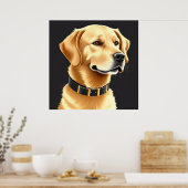 Golden Retriever hond met een leren halsband Poster (Keuken)