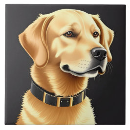 Golden Retriever hond met een leren halsband Tegeltje