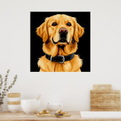 Golden Retriever Hond met zwarte kraag Poster (Keuken)