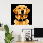 Golden Retriever Hond met zwarte kraag Poster (Thuiskantoor)