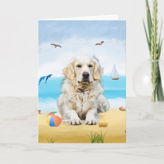 golden retriever Hond op het strand Kaart (Voorkant)